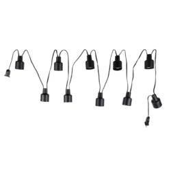 10-Count Metal Pendant String Light Set, Black