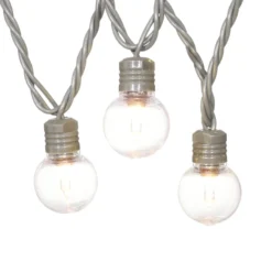 100-Count UL G40 Clear Globe String Light Set, Taupe Wire