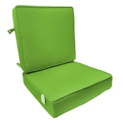 2-Piece Kiwi Green Canvas Gusseted Outdoor Deep Seat Cushion Set