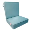 2-Piece Light Blue Gusseted Outdoor Deep Seat Cushion Set