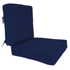2-Piece Navy Blue Canvas Gusseted Outdoor Deep Seat Cushion Set