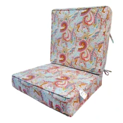 2-Piece Paisley Outdoor Gusseted Deep Seat Cushion Set