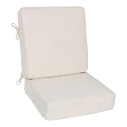 2-Piece Tristin Heather White Outdoor Gusseted Deep Seat Cushion Set