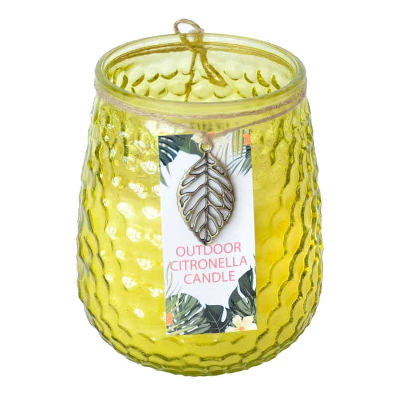 2-Wick Yellow Glass Citronella Jar Candle, 16oz 1 2-Wick Yellow Glass Citronella Jar Candle, 16oz