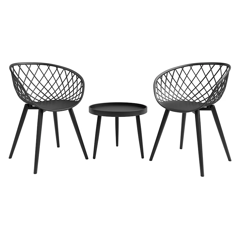 3-Piece Kurv Outdoor Chat Set, Black 1 3-Piece Kurv Outdoor Chat Set, Black