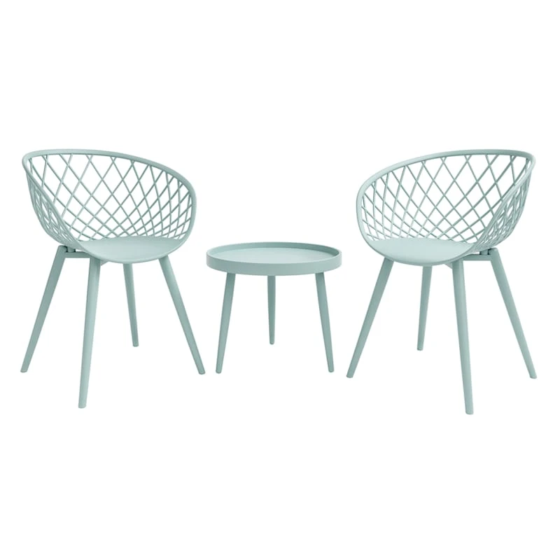 3-Piece Kurv Outdoor Chat Set, Sage 1 3-Piece Kurv Outdoor Chat Set, Sage