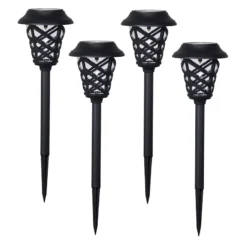 4-Pack 6L Lattice Solar Pathway Lights, Black