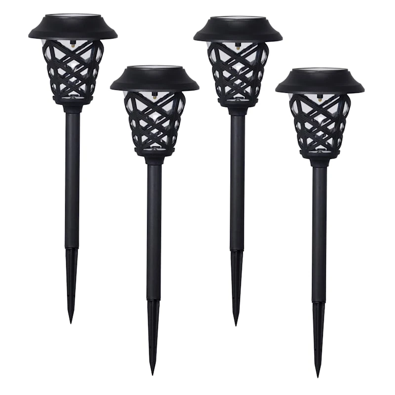 4-Pack 6L Lattice Solar Pathway Lights, Black 1 4-Pack 6L Lattice Solar Pathway Lights, Black