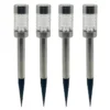 4-Pack Round Steel Solar Stake, Light Silver