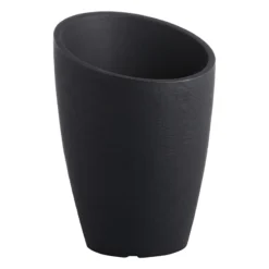 All-Weather Lead Black Modern Angled Planter, 27"