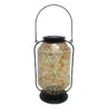 Amber Mosaic Glass Solar Lantern, 11"