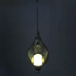 Antique Silver Hanging Solar Punch Lantern, 17" -Outdoor Corner Shop antique silver hanging solar punch lantern 17 2