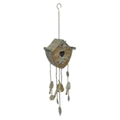 Birdhouse With Wind Chime, 34.5"