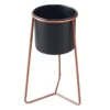 Black & Copper Colored Metal Plant Stand, 18x8