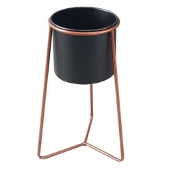 Black & Copper Colored Metal Plant Stand, 18x8