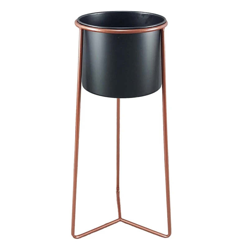 Black & Copper Colored Metal Plant Stand, 27x9 1 Black & Copper Colored Metal Plant Stand, 27x9