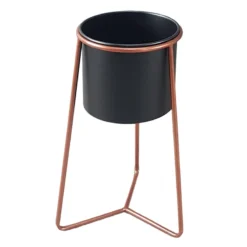 Black & Copper Colored Metal Plant Stand, 27x9 5 Black & Copper Colored Metal Plant Stand, 27x9 -Outdoor Corner Shop black copper colored metal plant stand 27x9 3
