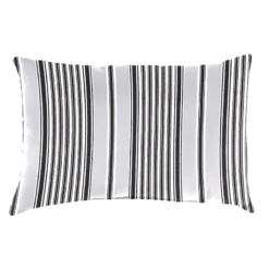 Black & Grey Worth Striped Lumbar Outdoor Throw Pillow