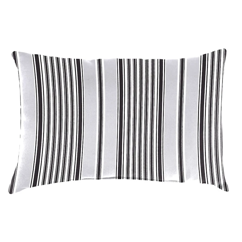 Black & Grey Worth Striped Lumbar Outdoor Throw Pillow 1 Black & Grey Worth Striped Lumbar Outdoor Throw Pillow