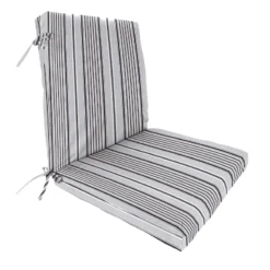 Black & Grey Worth Striped Outdoor Hinged Seat Cushion