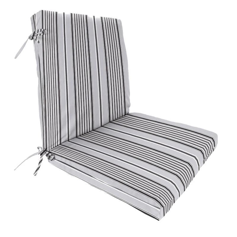 Black & Grey Worth Striped Outdoor Hinged Seat Cushion 1 Black & Grey Worth Striped Outdoor Hinged Seat Cushion