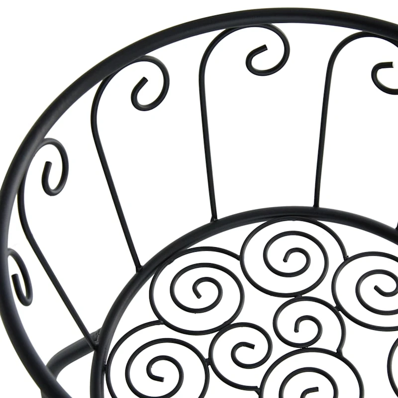 Black Metal Basket Plant Stand, 25x11 2 Black Metal Basket Plant Stand, 25x11 - Image 2