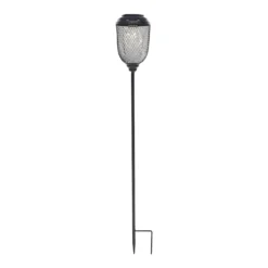 Black Metal LED Caged Lantern Garden Stake, 32"