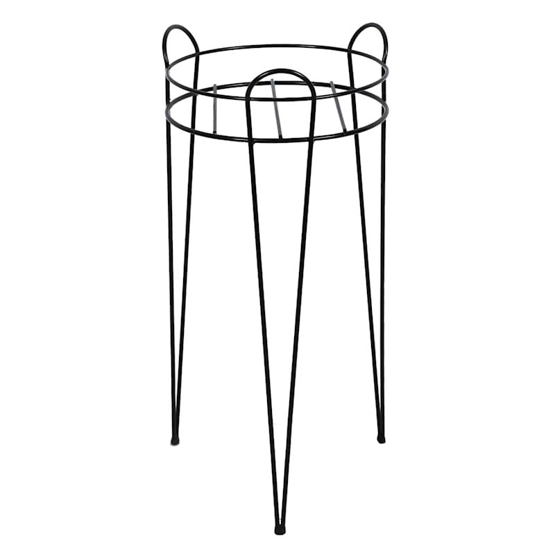 Black Metal Wire Plant Stand, 21" 1 Black Metal Wire Plant Stand, 21"
