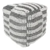 Black & Natural Outdoor & Indoor Fringe Pouf, 17"
