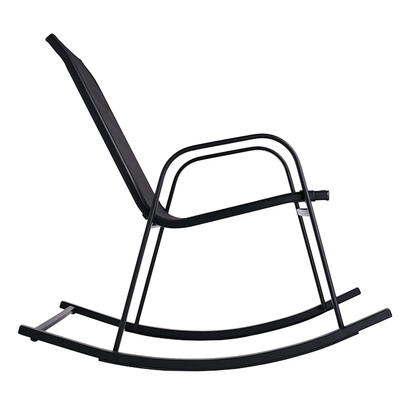 Black Sling Patio Rocking Chair 4 Black Sling Patio Rocking Chair - Image 4