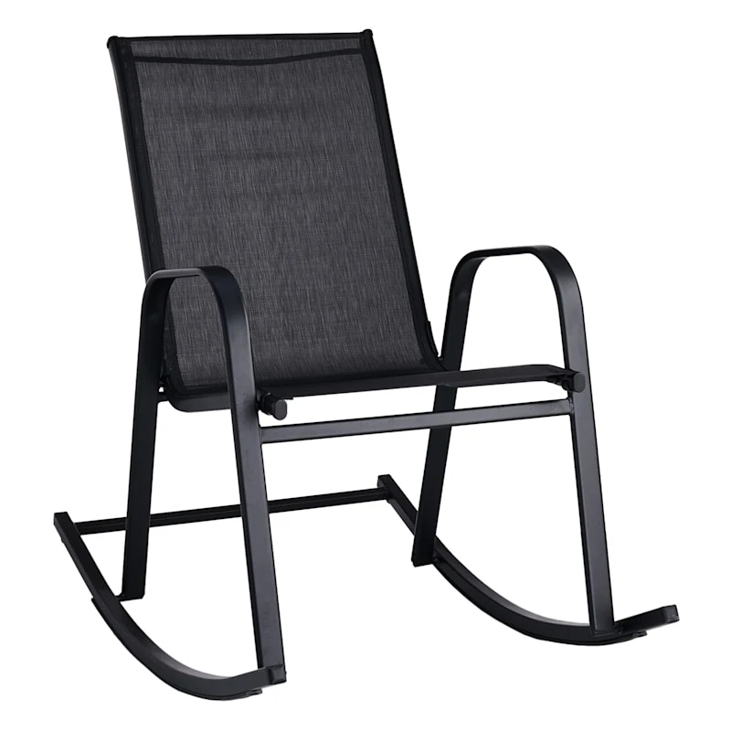 Black Sling Patio Rocking Chair 1 Black Sling Patio Rocking Chair