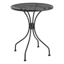 Black Steel Mesh Round Outdoor Bistro Table, 24"