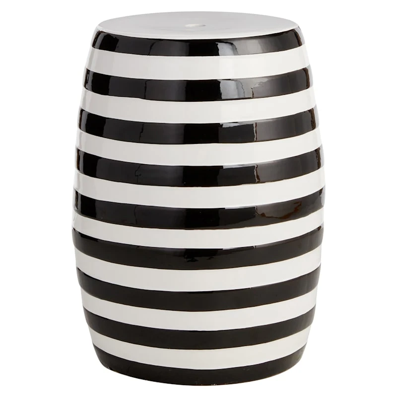Black & White Striped Plant Stand, 17" 1 Black & White Striped Plant Stand, 17"