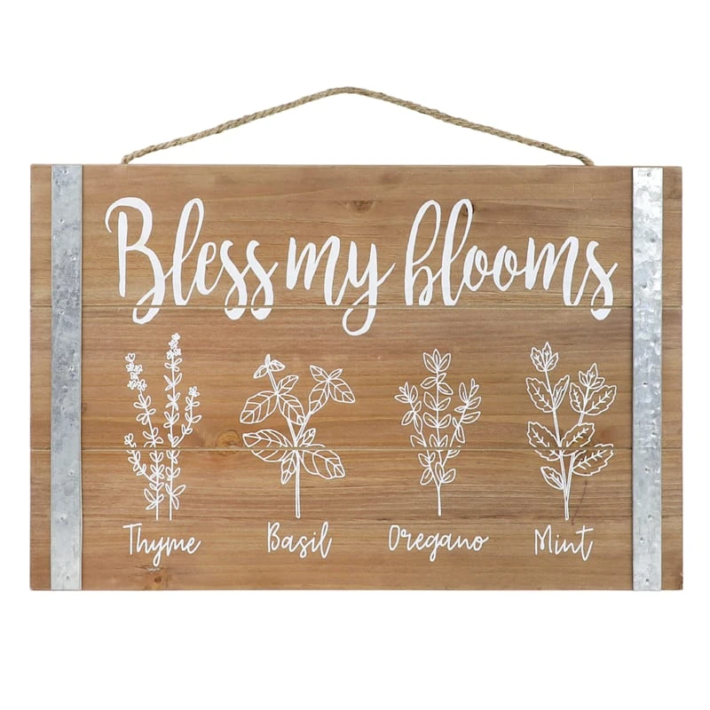 Bless My Blooms Wooden Garden Outdoor Wall Sign, 18" 1 Bless My Blooms Wooden Garden Outdoor Wall Sign, 18"