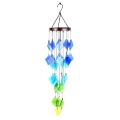 Blue Glass & Metal Tiered Wind Chime, 28.7"