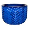 Blue Herringbone Ceramic Planter, Medium