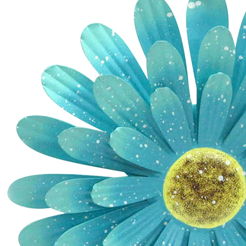 Blue Metal Flower Outdoor Wall Decor, 13" 2 Blue Metal Flower Outdoor Wall Decor, 13" - Image 2