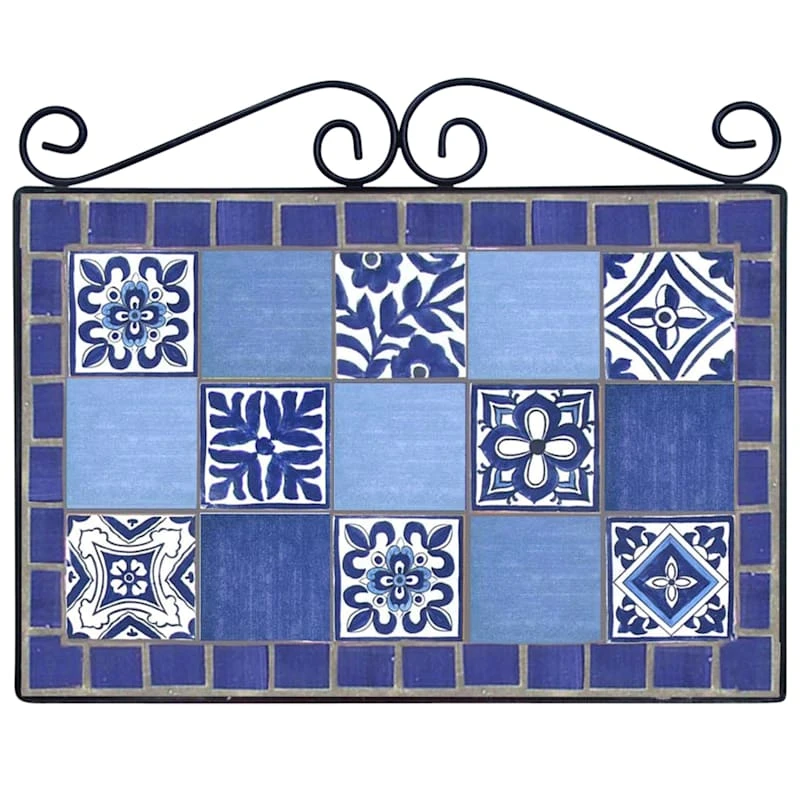 Blue Talavera Tile Mosaic Outdoor Wall Decor, 17x14 1 Blue Talavera Tile Mosaic Outdoor Wall Decor, 17x14