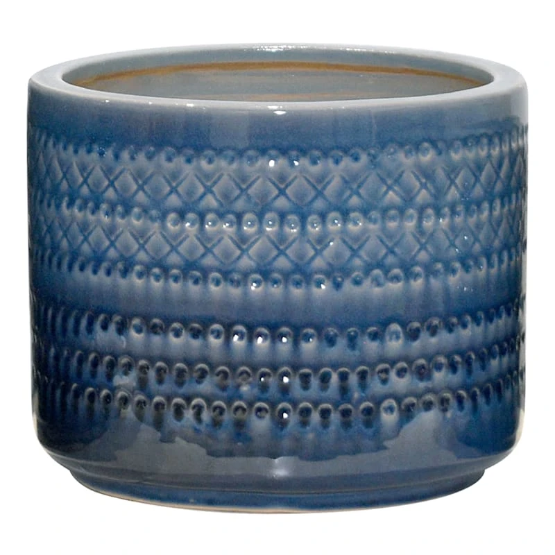 Blue Tribal Ceramic Pot, Medium 1 Blue Tribal Ceramic Pot, Medium