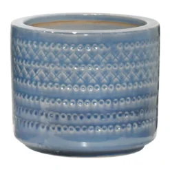 Blue Tribal Ceramic Pot, Small