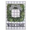 Boxwood Welcome Wreath Plaid Yard Flag, 18"