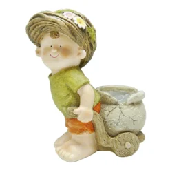 Boy With Cart Garden Statue