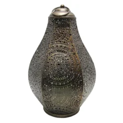 Bronze Metal Solar Punch Lantern, 15"