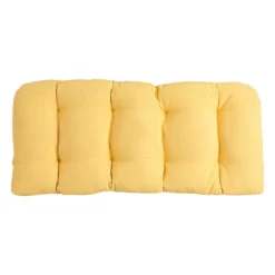 Butter Yellow Canvas Outdoor Wicker Settee Cushion