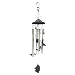 Butterfly Silver Tube Wind Chime, 31"