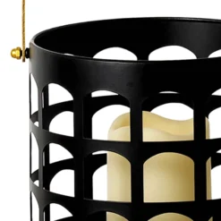 Caged Metal Lantern With Gold Accents, Medium -Outdoor Corner Shop caged metal lantern with gold accents medium 2