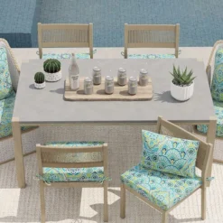 Calista Teal Lumbar Outdoor Throw Pillow, 14x20 -Outdoor Corner Shop calista teal lumbar outdoor throw pillow 14x20 3