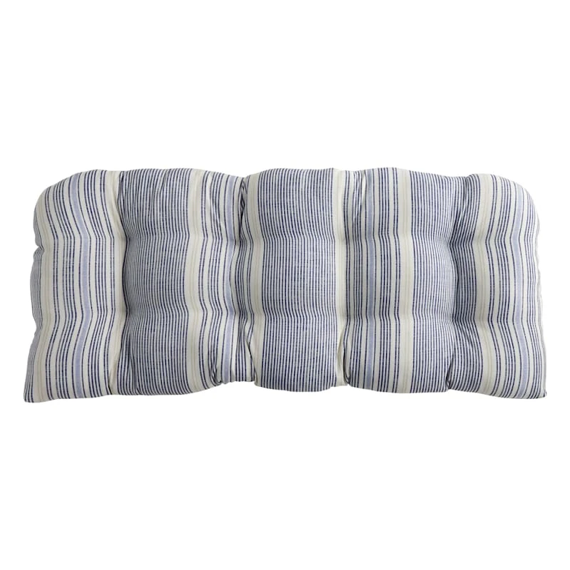 Calisto Striped Outdoor Wicker Settee Cushion 1 Calisto Striped Outdoor Wicker Settee Cushion