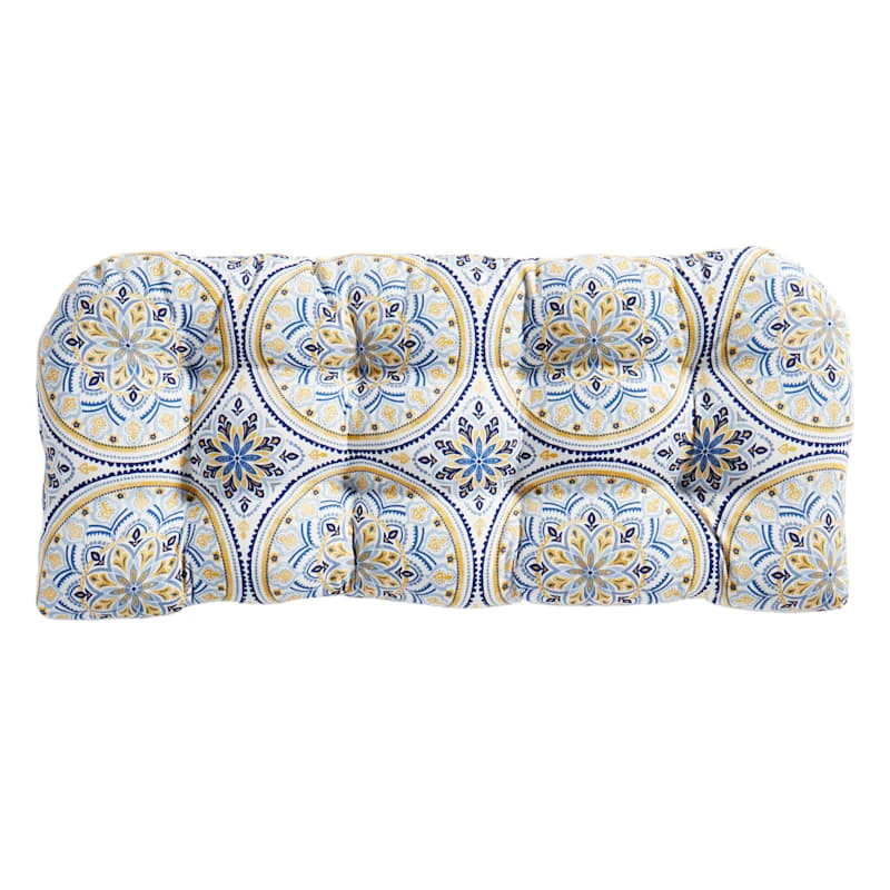 Castille Mandala Outdoor Wicker Settee Cushion 1 Castille Mandala Outdoor Wicker Settee Cushion