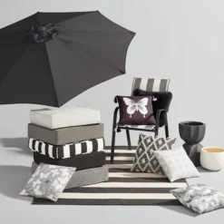 Charcoal Grey Canvas Gusseted Outdoor Deep Seat Cushion -Outdoor Corner Shop charcoal grey canvas gusseted outdoor deep seat cushion 5